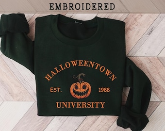Embroidered Halloweentown University Sweatshirt,Halloween Crewneck, Halloween Town Embroidered, Spooky Season Crewneck, Pumpkin Sweatshirts