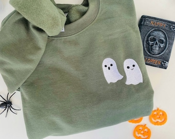 Embroidered Ghost Sweatshirt, Embroidered Sweatshirt, Spooky Season Sweatshir, Halloween Crewneck, Cute Halloween Ghost, Fall Apparel