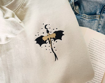 Embroidered Basgiath Sweatshirt, Fantasy Bookish Empyrean Series Shirt, Book Lover Gift, Booktok, Embroidered Dragon Hoodie