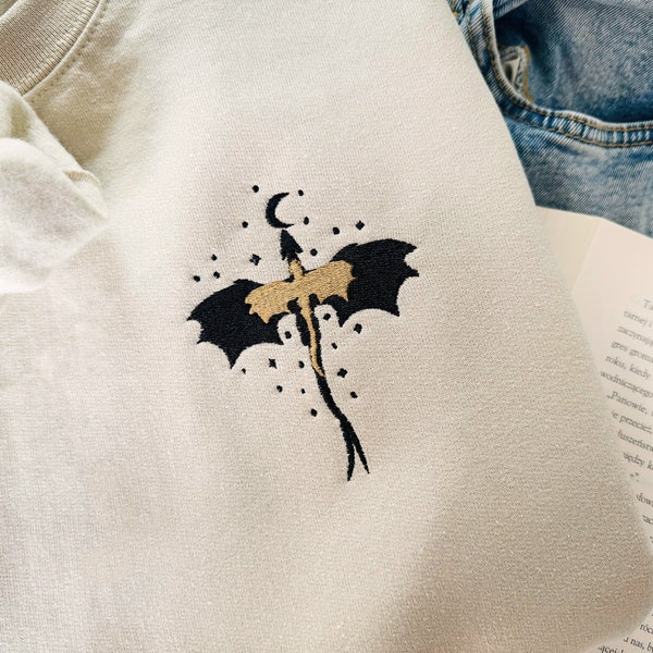 Embroidered Basgiath Sweatshirt, Fantasy Bookish Empyrean Series Shirt, Book Lover Gift, Booktok, Embroidered Dragon Hoodie