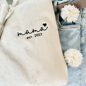 Mama Embroidered Sweatshirt, Personalized Crewneck, Custom Embroidered Sweatshirt, Mother'S Day Gift, Mama Shirt, Gift For Mom,