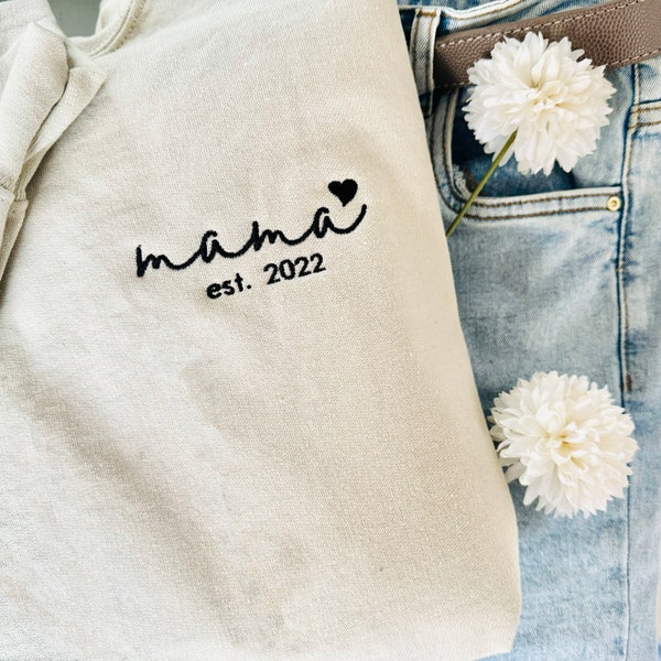 Mama besticktes Sweatshirt, personalisierter Crewneck, individuell besticktes Sweatshirt, Muttertagsgeschenk, Mama Shirt, Geschenk für Mama,