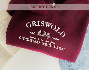 Gesticktes Griswold Weihnachts-Sweatshirt, Weihnachtsgeschenk-Crewneck-Pullover, Weihnachtsbaum-Bauernhof-Pullover, Frohe Weihnachten, Weihnachtsgeschenk