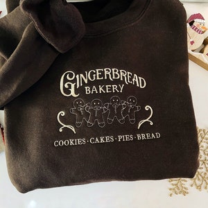 Embroidered Gingerbread Christmas Sweatshirt, Gingerbread Christmas Crewneck, Christmas Cookies Pullover, Winter Sweatshirt, Xmas Gift