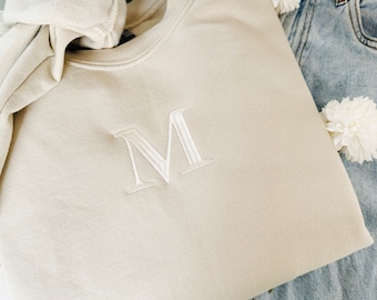 Custom Initial Embroidered Sweatshirt, Personalized Initial Hoodie, Anniversary Gift, Personalized Monogram Crewneck, Custom Letter Hoodie