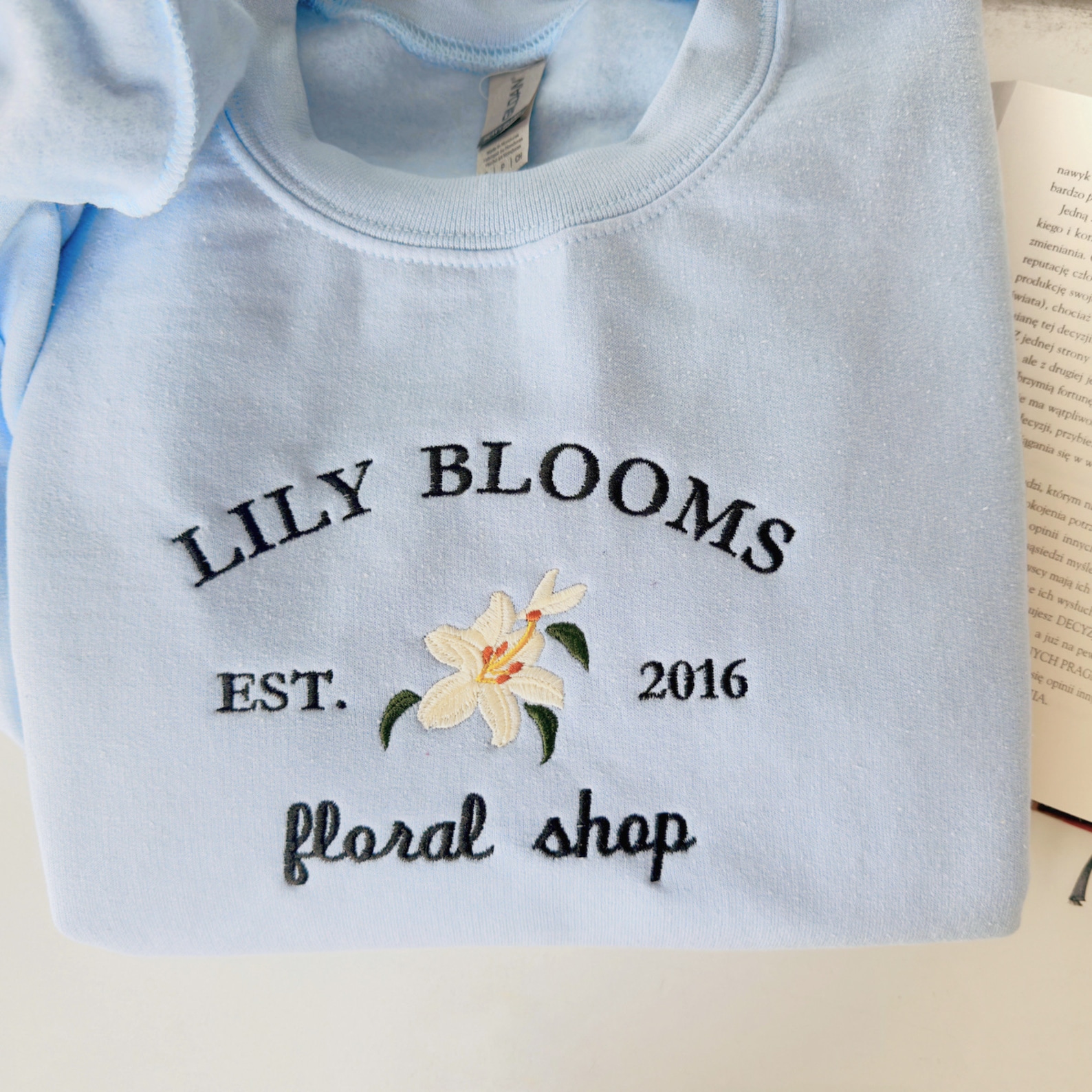 Lily Blooms Floral Shop Embroidered Sweatshirt, Book Merch Sweatshirt ...