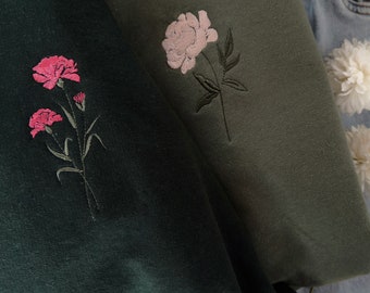 Benutzerdefiniertes Geburtsmonats-Geburtsblumen-besticktes Sweatshirt, Wildblumen-Shirt, Blumen-Hoodie, Geschenke für Mama, Geburtsmonats-Blumen-T-Shirt