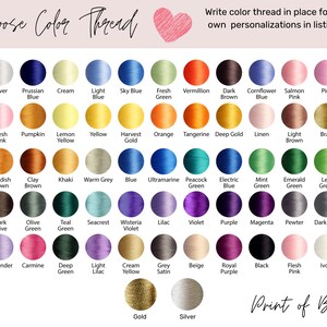 Pode incluir: Uma tabela de cores com uma variedade de cores de linha para personaliza&ccedil;&atilde;o. A tabela inclui tons de branco, azul, verde, laranja, rosa, castanho e roxo. O texto na parte superior diz "Escolha a cor da linha" e "Escreva a cor da linha no lugar das suas personaliza&ccedil;&otilde;es."