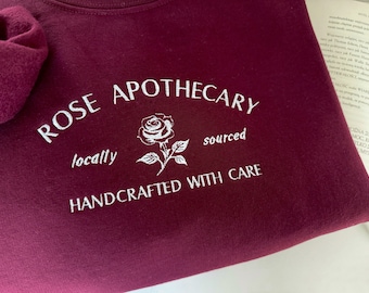 Sweat-shirt brodé Rose Apothicaire, Sweat à capuche Moira Rose, David Rose, cadeau d’apothicaire rose, Sweat à capuche Rose Apothicaire, Fabriqué à la main avec soin