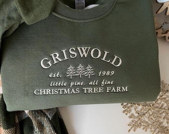 Besticktes Griswold Weihnachts-Sweatshirt, Weihnachtsgeschenk Crewneck Pullover, Weihnachtsbaum Bauernhof Pullover, Frohe Weihnachten, Weihnachtsgeschenk