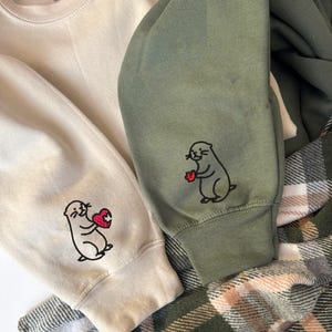 Embroidered Otter Sweatshirt, Valentines Day, Funny Couple Crewneck, Custom Embroidery On Sleeve, Couple's Shirt, Anniversary Gift