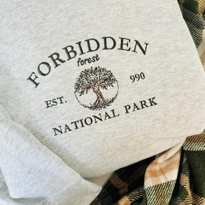 Forbidden Forest Embroidered Sweatshirt, Wizard Hoodie, Universal Trip Sweater, Wizard Book Shop, Gift For Book Nerd, National Park Sweater