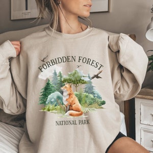 Forbidden Forest Wizard Sweatshirt, Cottagecore Sweatshirt, Magical Crewneck, Bookish Pullover, National Park Vintage Sweater