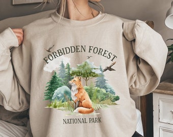 Verbotener Wald Zauberer Sweatshirt, Cottagecore Sweatshirt, magischer Rundhalsausschnitt, Bücherwurm Pullover, Nationalpark Vintage Pullover