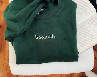 Embroidered bookish sweatshirt, Books Lover Gift, Bookworm Gifts, Reading Sweatshirt, Book Crewneck, Embroidered Librarian Pullover