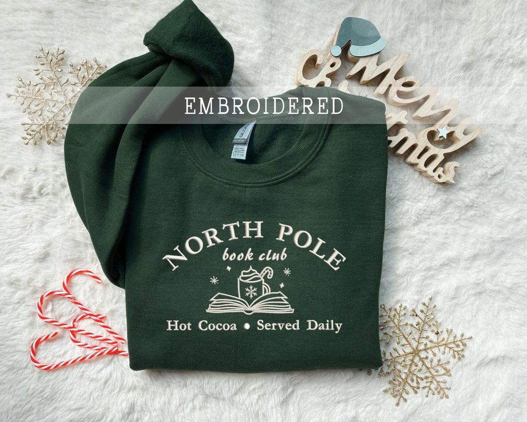 Sudadera bordada del club de lectura del Polo Norte, sudadera de