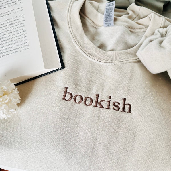 Embroidered bookish sweatshirt, Book Lover Gift, Bookworm Gifts, Reading Sweatshirt , Book Crewneck, Embroidered Librarian Pullover