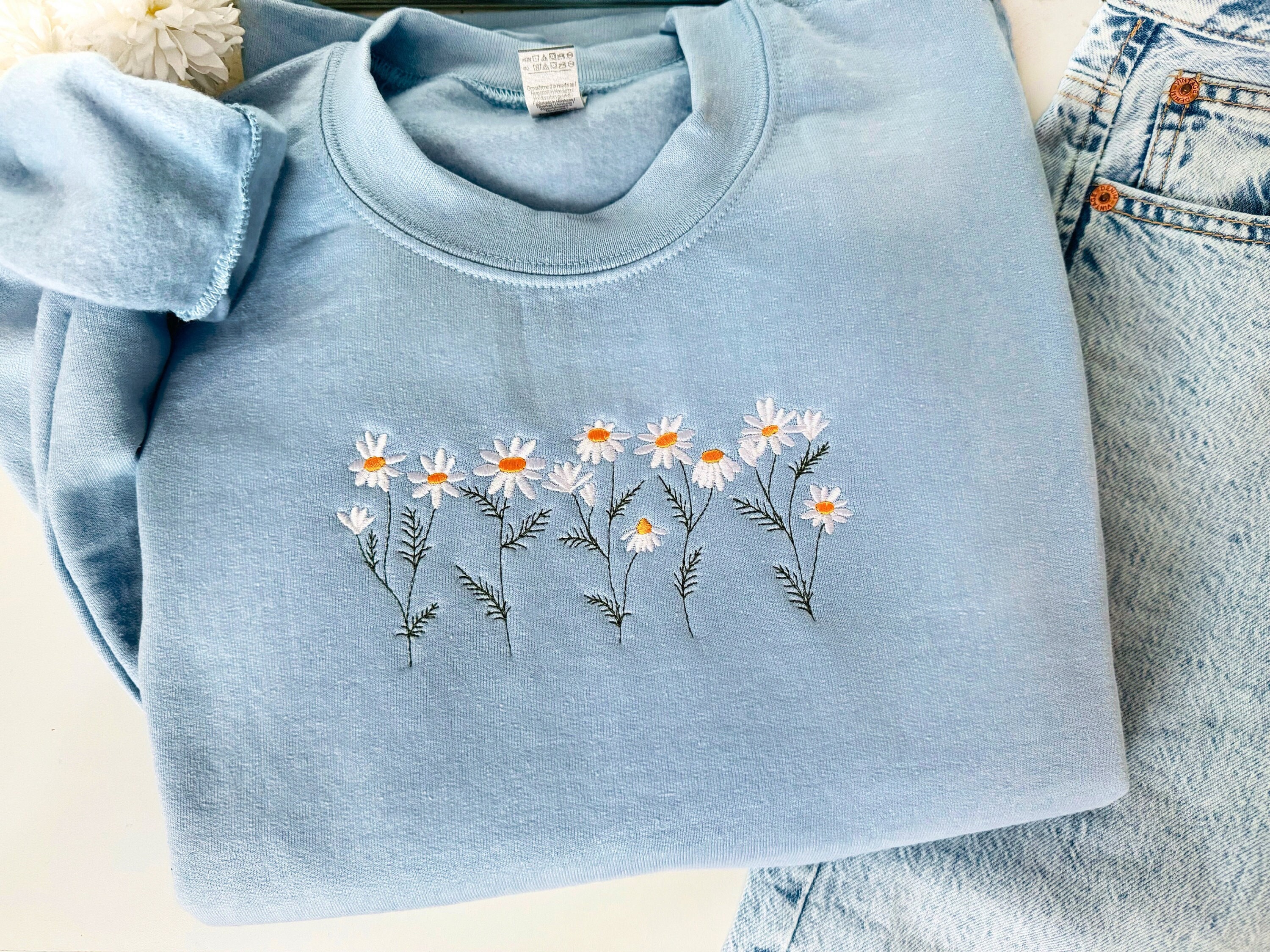 Discover Daisy Embroidered Sweatshirt, Flower Sweatshirt