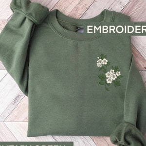 Custom Birth Month Birth Flower Embroidered Sweatshirt, Wildflowers Sweatshirt, Floral Hoodie, Gifts For Mom, Birth Month Flower Shirt image 4