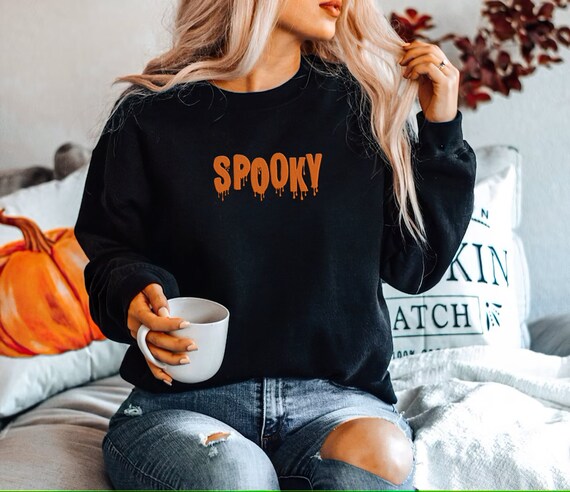 Embroidered Spooky Sweatshirt , Halloween Sweater, Cute Spooky Sweatshirt,  Fall Sweatshirt For Women, Gift Halloween, Embroidered Crewneck