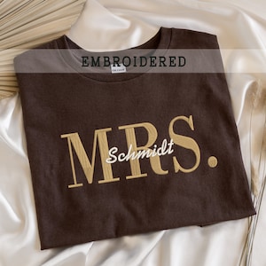 Custom Mrs. Embroidered Sweatshirt, Honeymoon Outfit, Hubby Wifey, Bride Groom Gift Bridal Shower Wedding, Wifey Shirt