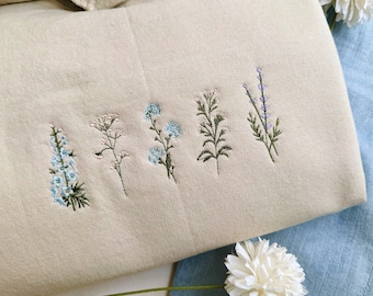 Embroidered Wildflowers Sweatshirt, Floral Embroidered Hoodie, Gifts For Mom, Botanical Pastel Sweatshirt, Cottagecore Pullover