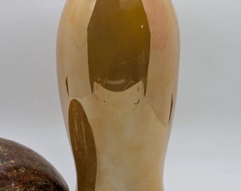 Jarrón de loza lustrosa color melocotón Art Déco de la década de 1920 de Baviera