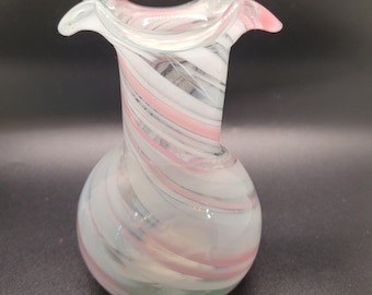 Art glass Vase Pink blue green Swirl
