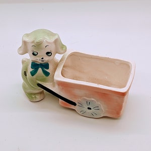Enesco Puppy Dog with Garden cart Planter Figurine