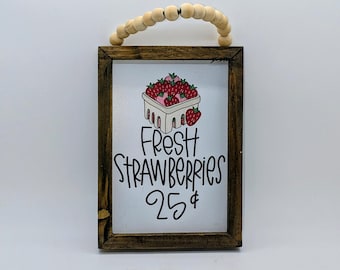 Fresh strawberries plaque handmade
