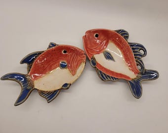 Fish Pottery sauce dipper dish set of 2
