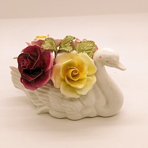 Royal Kendall Bone China Floral Swan