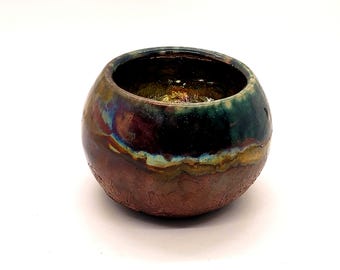 Raku pottery succulent pot