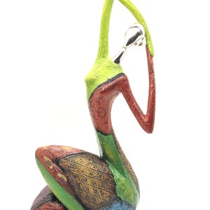 Modern Statue Woman Figure Green Red Blue Gold & Silver