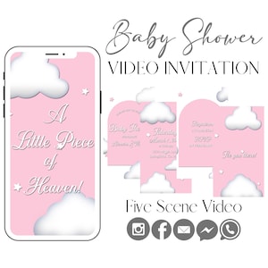 A Little Piece of Heaven! Video Invite - Girl Baby Shower Video Invite | Custom Animated Invitation | Cloud Baby Shower Video Invitation