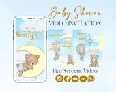 Teddy Bear Baby Shower Video Invitation - Animated Custom Design
