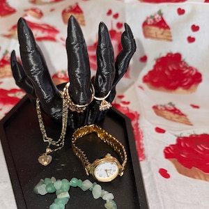 Gothic Demon Hand Jewelry Display Tray, Coffin Shape, 8.5 inch, for Rings, Monster Hand Jewelry Stand