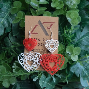 Heart Earrings Gifts for Her Heart Pattern Earrings Valentines Day