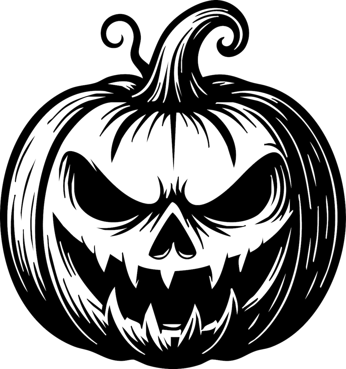 Halloween Pumpkin SVG | Scary Jack O Lantern Clipart | Printable ...