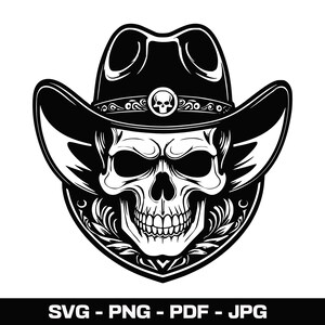 Western Skull Cowboy Shirt Design PNG, Skull with Cowboy Hat SVG, Cowboy Hat with Skull