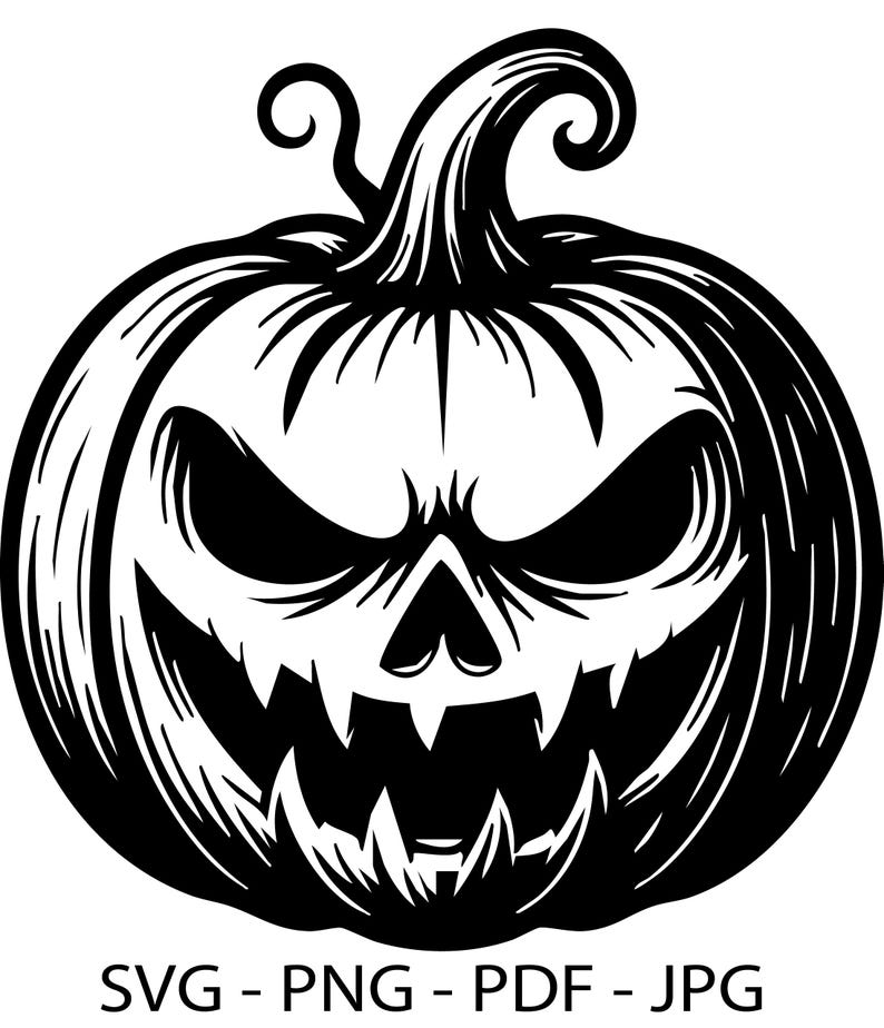 Halloween Pumpkin SVG | Scary Jack O Lantern Clipart | Printable ...