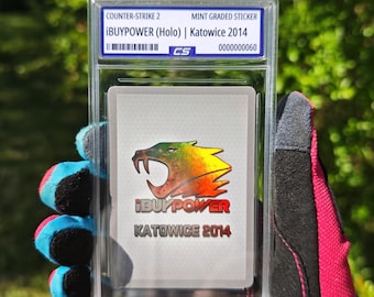 Carta olografica iBUYPOWER Katowice 2014 con valutazione / Carta con illustrazione personalizzata / Regalo per lui/lei / Lastra olografica