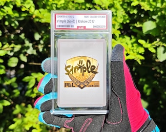 Tarjeta s1mple Gold Krakow 2017 con calificación / Tarjeta con ilustración personalizada / Regalo para él/ella / Tarjeta holográfica encapsulada