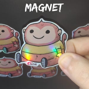 Magnet Holographic Sit Monkey Cute Animal Magnet | Fridge Magnet | Gift Ideas | Silly Animal Magnets