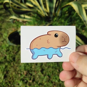 Wasserschwein Sticker | Laptop Aufkleber | Vinyl-Aufkleber | Deko Aufkleber | Niedlicher Sticker | Wasserdicht | Capybara Kawaii Sticker