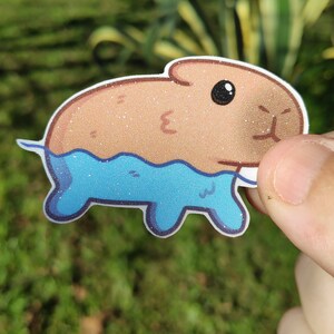 Capybara Sticker Glitter | Laptop Aufkleber | Vinyl-Aufkleber | Aufkleber | Niedliche Sticker | Wasserfest | Capybara Kawaii Aufkleber