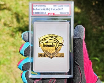 Tarjeta Keshandr Gold Krakow 2017 con calificación / Tarjeta con ilustración personalizada / Regalo para él/ella / Tarjeta holográfica