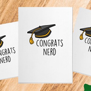 Congrats Nerd Printable Card, DIGITAL PDF, Printable Graduation Card, Funny Sarcastic Graduation Card, Graduate