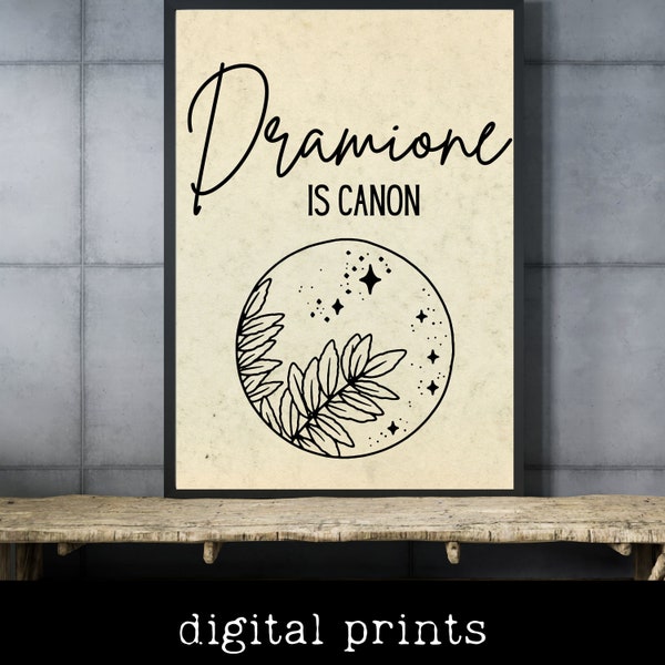 Dramione is Canon white digital print, Fanfiction Wall Art Print, Dramione Wizard Fanfiction Prints, Fanfiction Printable Wall Art