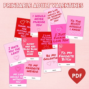 Stampabile PDF Adult Friends Valentines, FILE DIGITALE, Divertenti San Valentino sarcastici, Divertenti San Valentino con parolacce, Divertenti San Valentino tra colleghi